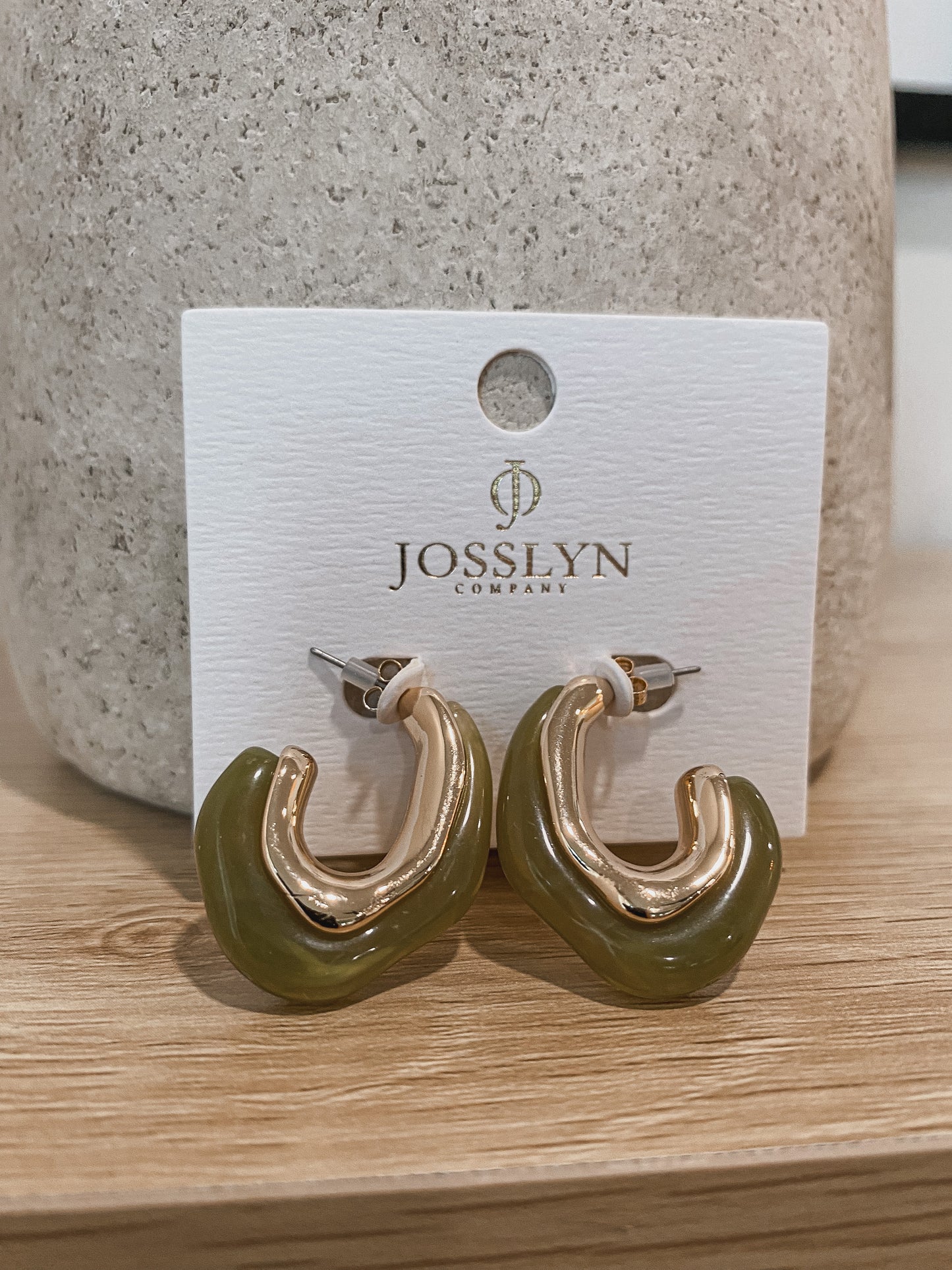 Geometric Green & Gold Earring