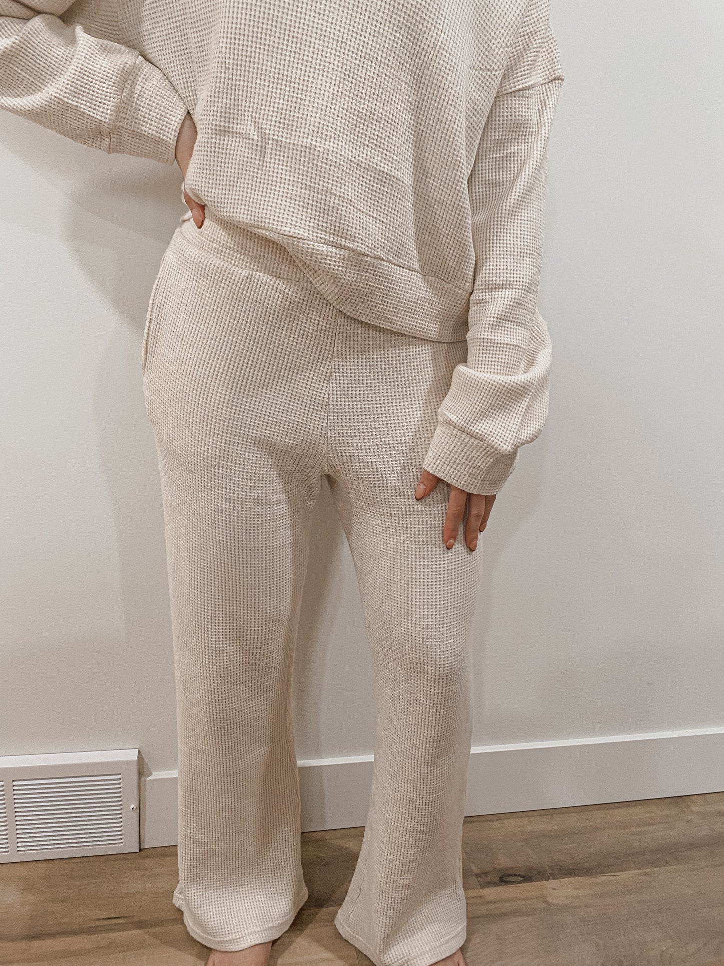 Waffle Knit Sweatshirt & Flare Set