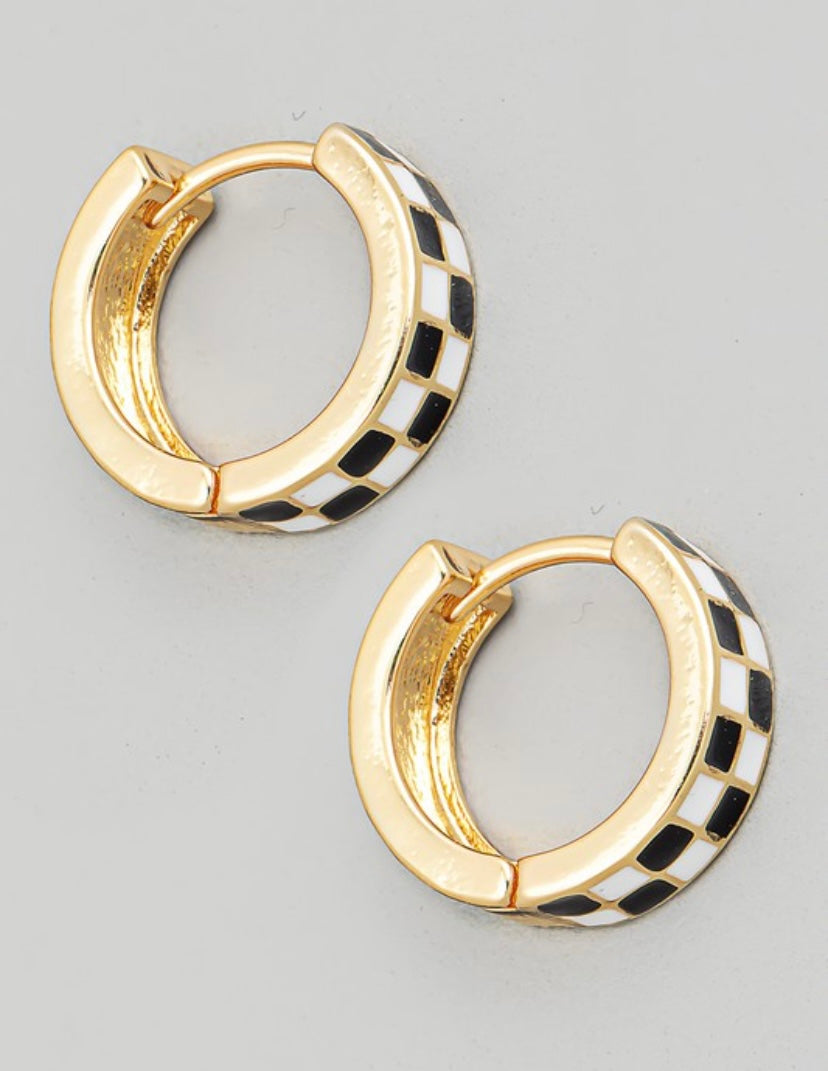 Mini Checkered Hoop Earrings