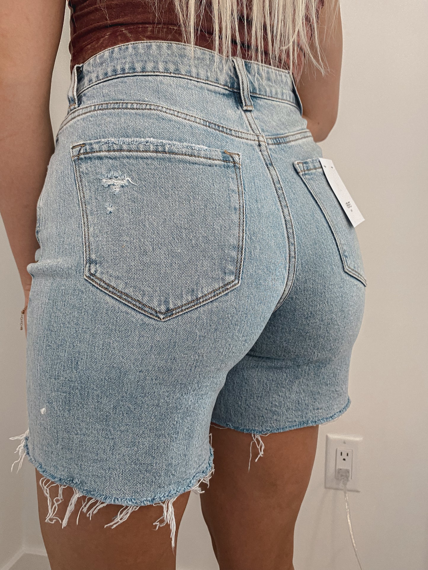 High Rise Midi Shorts - Light