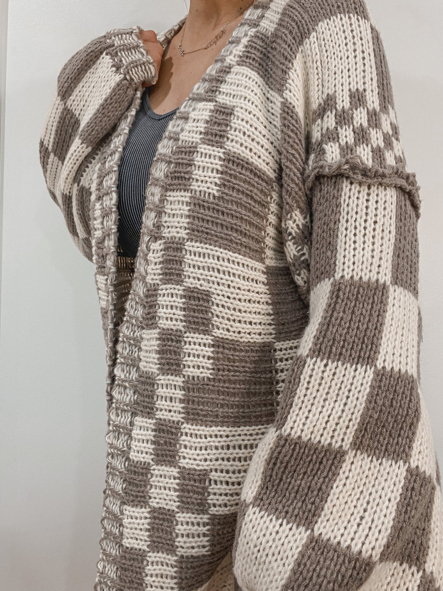Chunky Checker Cardigan