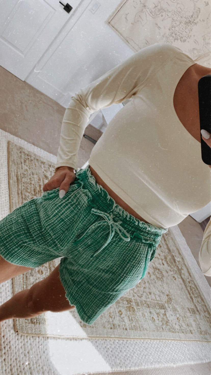 Gauze Shorts - Washed Green