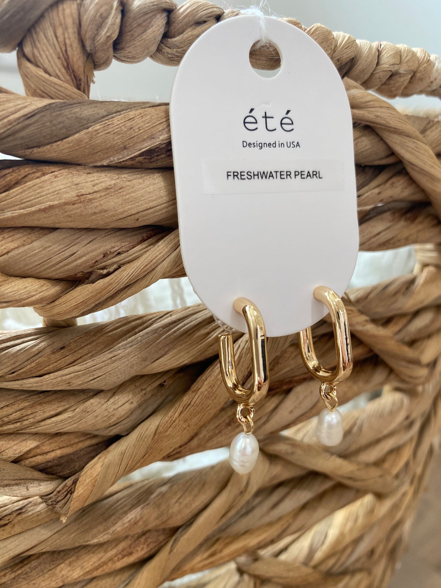 Oval Pearl Drop Earrings