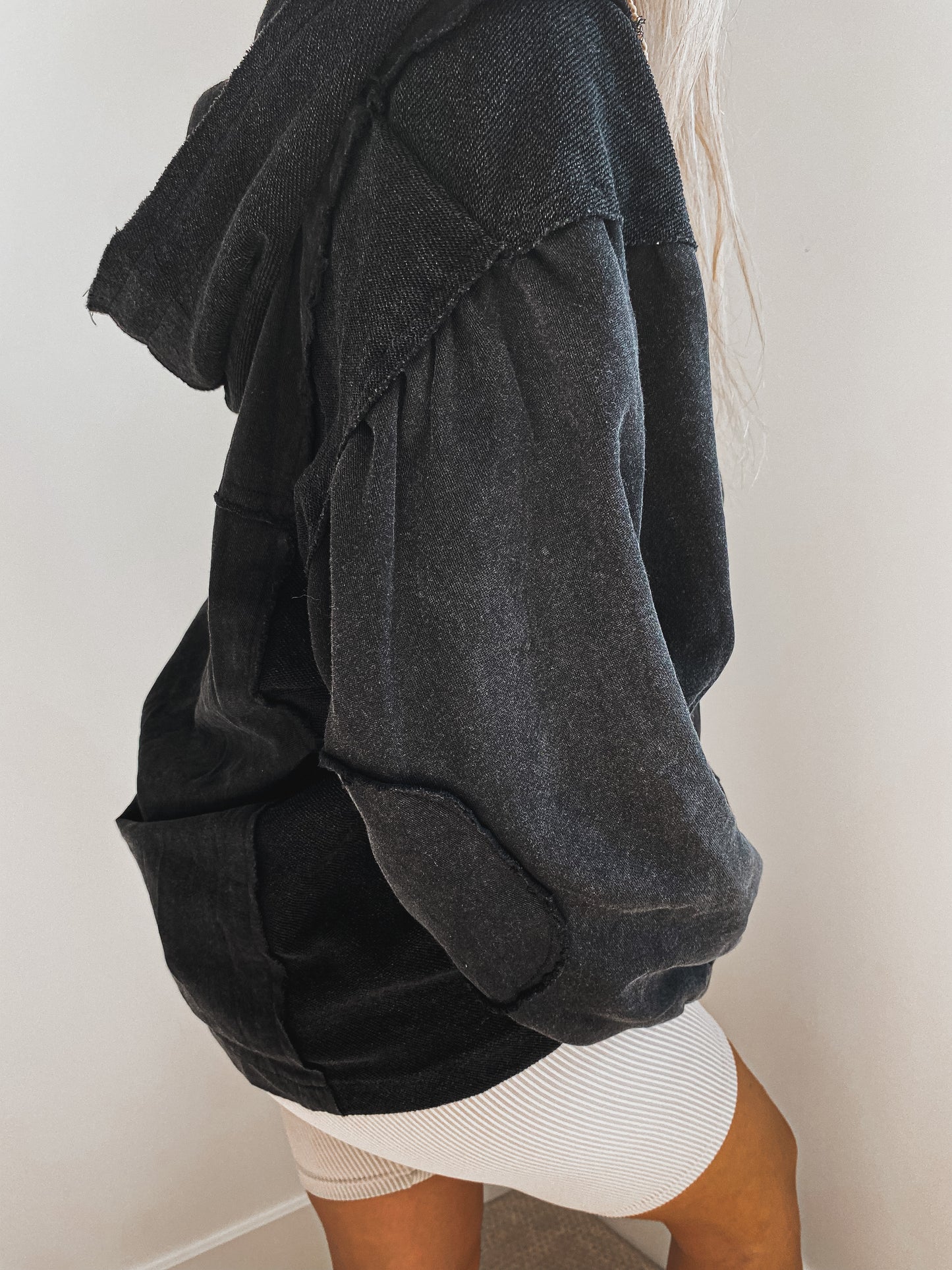 Oversized Button Down French Terry Top