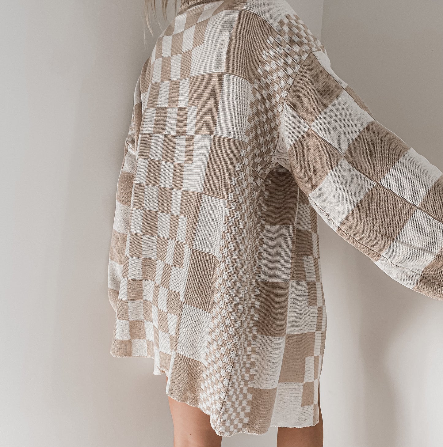Checkered Oversized Cardigan