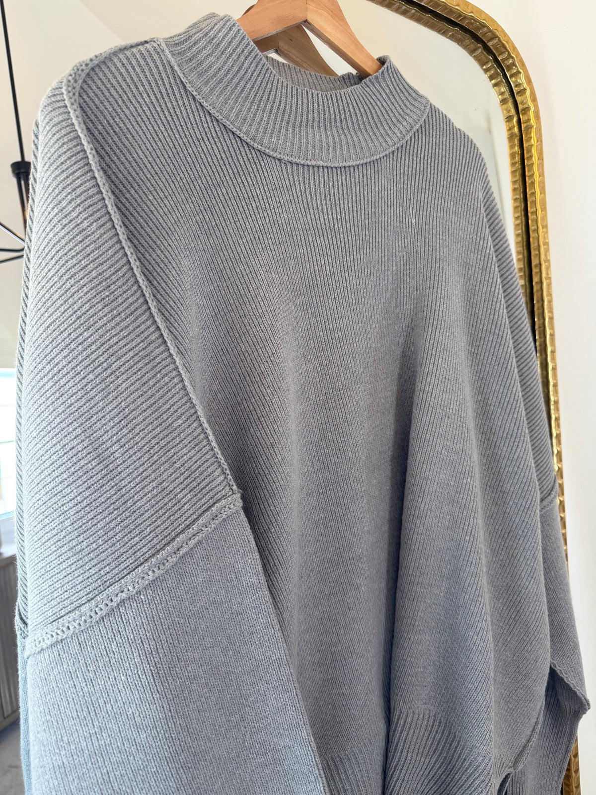 The Laura Oversized Mockneck Sweater - Grey