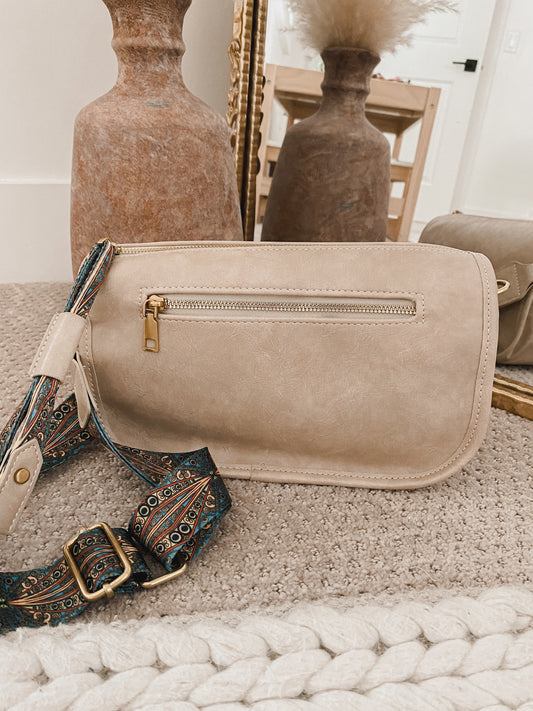 Crossbody with Pattern Strap - Neutral