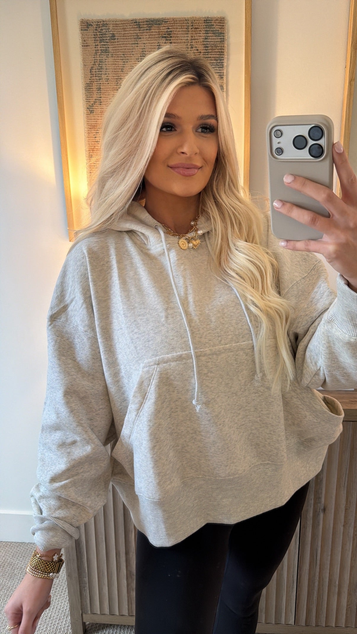 Basic Oversized Hoodie - Heathered Grey