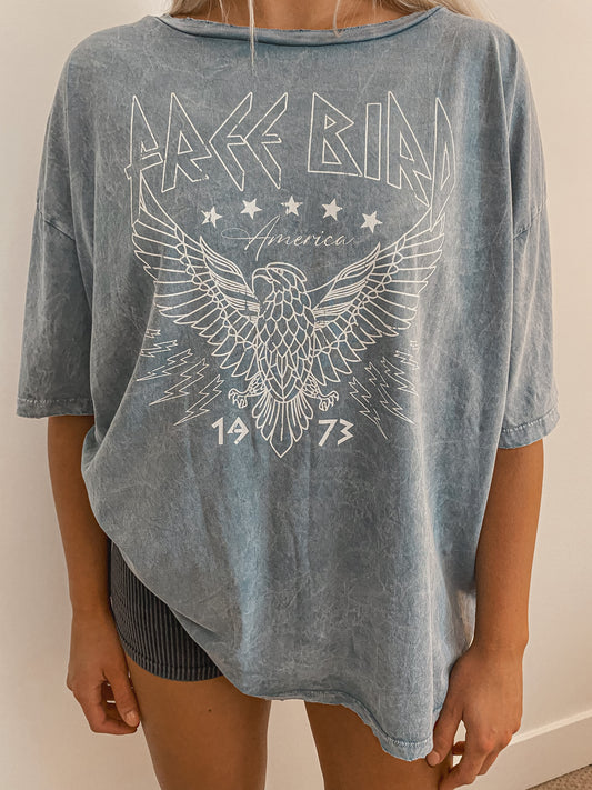 Vintage Blue Oversized Graphic Tee