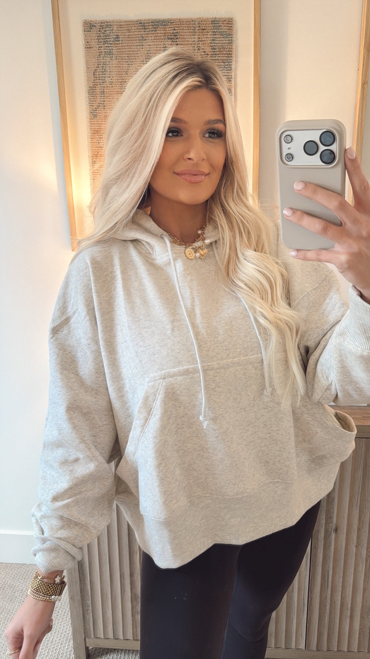 Basic Oversized Hoodie - Heathered Grey