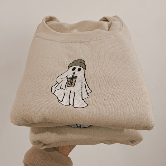 Embroidered Ghost-Coffee Crew