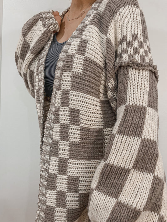 Chunky Checker Cardigan
