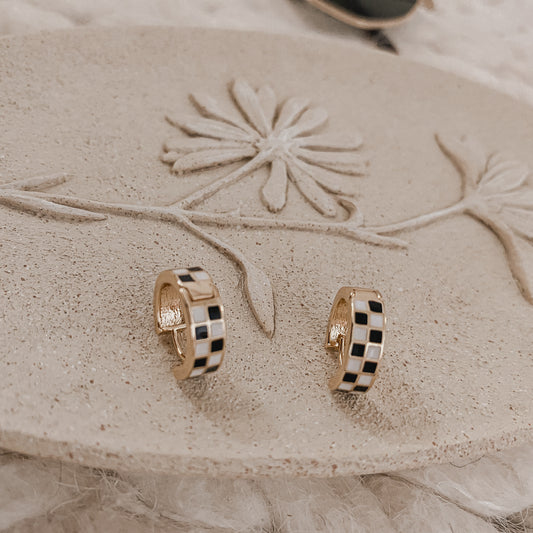Mini Checkered Hoop Earrings