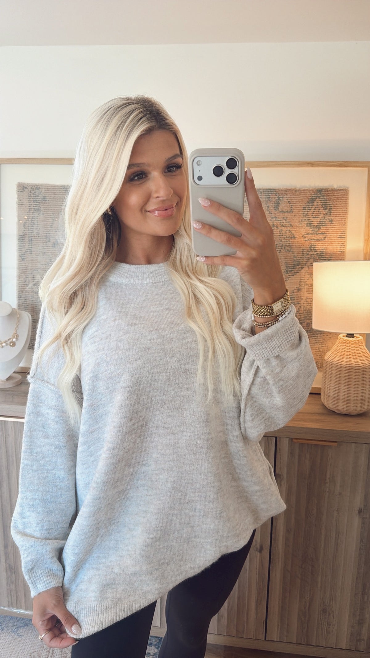 The Harlow Exposed Seam Sweater - Bone