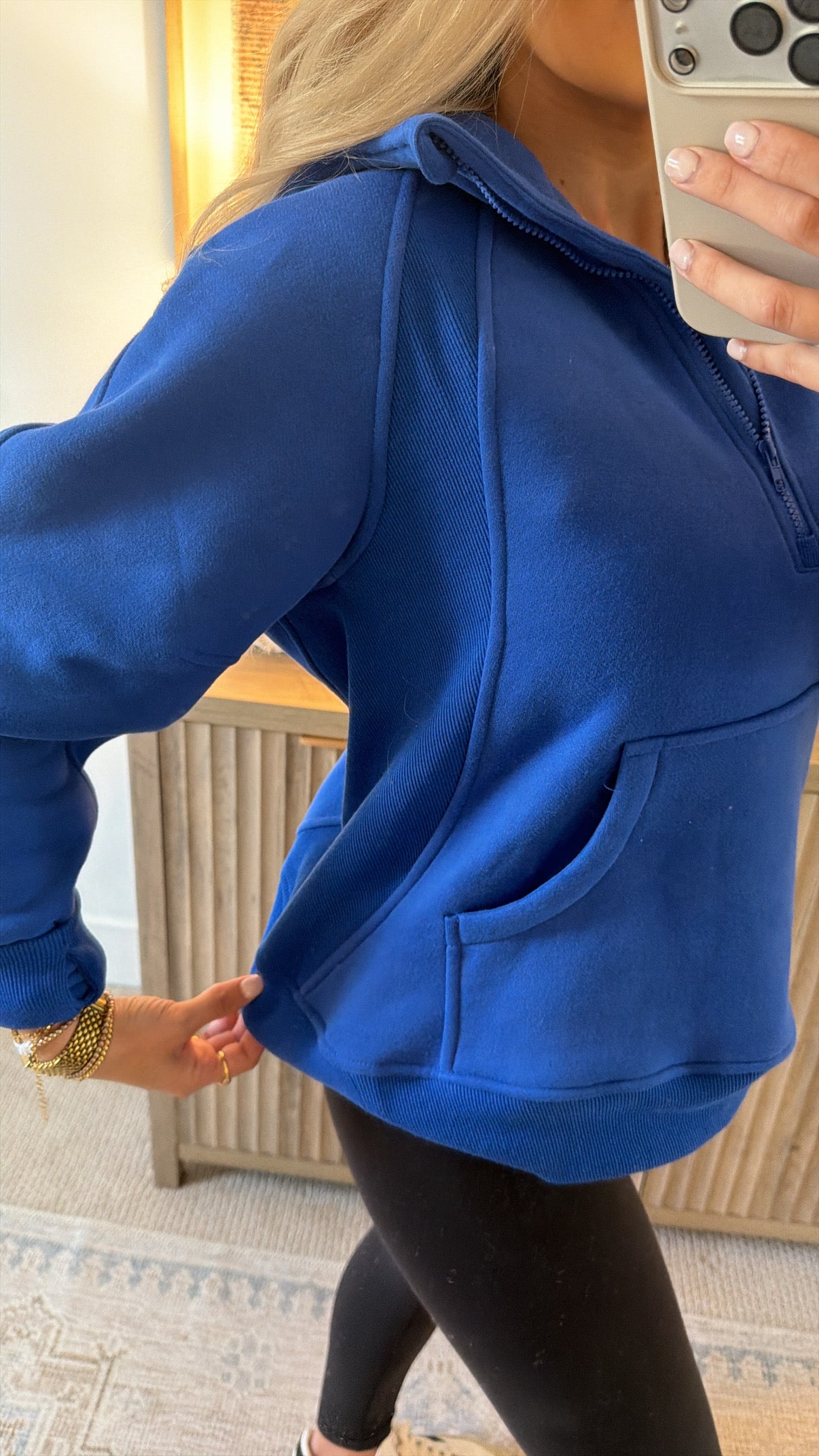 The Hattie Half Zip Hoodie - Cobalt Blue