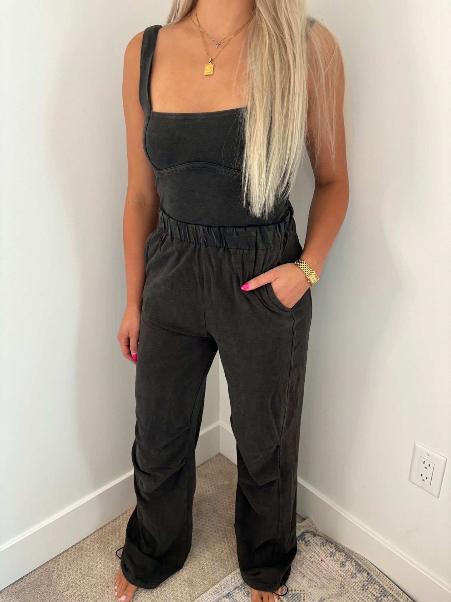 The Luna Jumpsuit - Washed Black