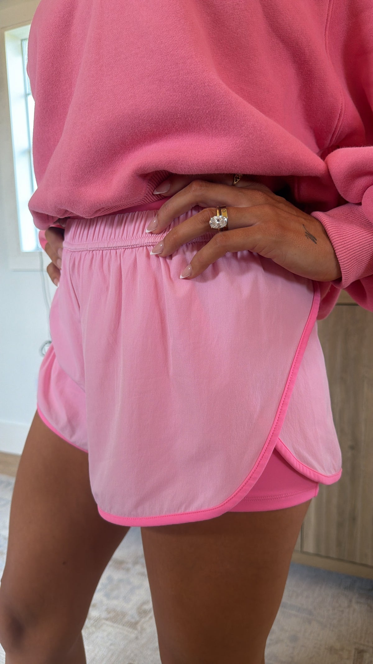 Double Layer Running Shorts - Pink