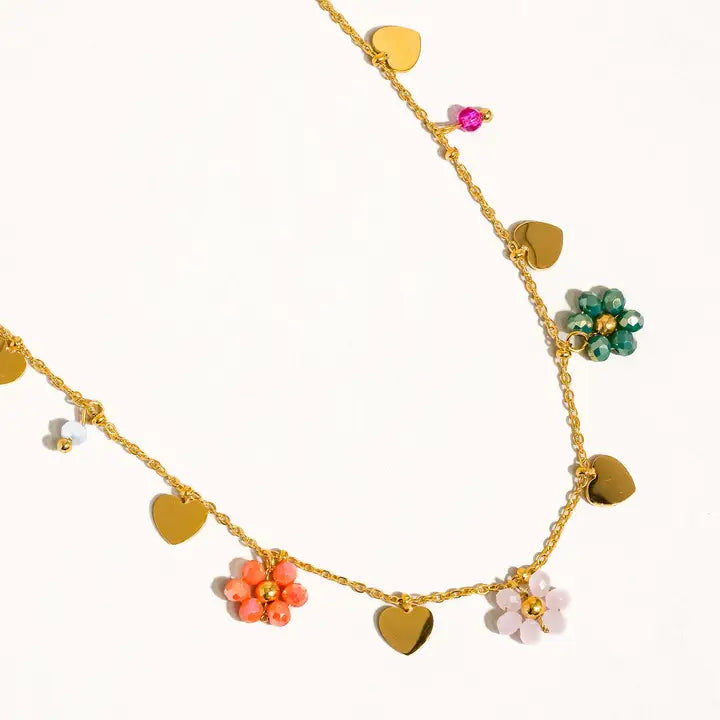 Melvin Colored Flowers Chain Necklace