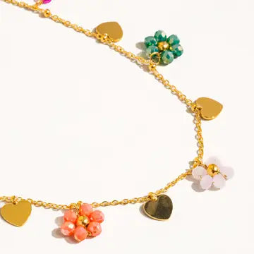 Melvin Colored Flowers Chain Necklace