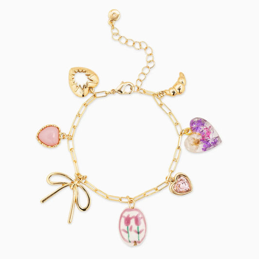 Pink Cottage Core Charm Bracelet