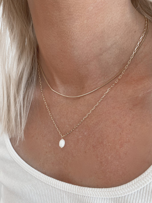 Layered Chain + Pearl Necklace
