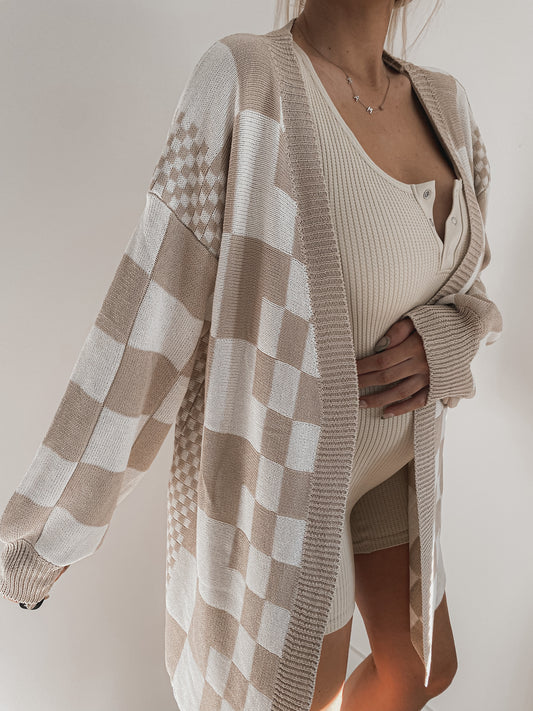 Checkered Oversized Cardigan